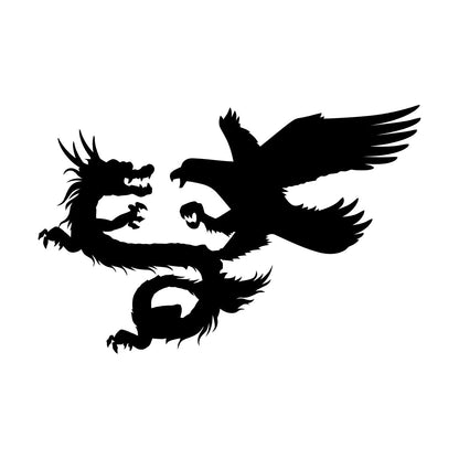 Vinyl Wall Decals Asian Dragon With Bird Chinese Mythology Wall Beautification