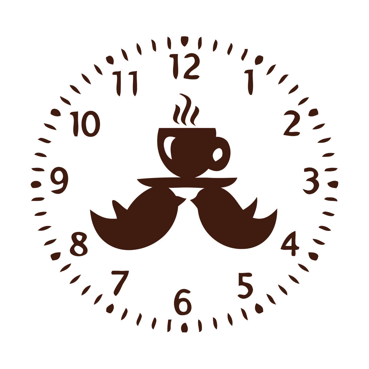 Mural And Wall Vinyl Decal Clock Birds Time To Drink Tea Kitchen Dining Window Decals