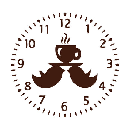 Mural And Wall Vinyl Decal Clock Birds Time To Drink Tea Kitchen Dining Window Decals