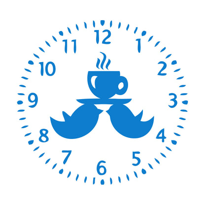 Mural And Wall Vinyl Decal Clock Birds Time To Drink Tea Kitchen Dining Window Decals