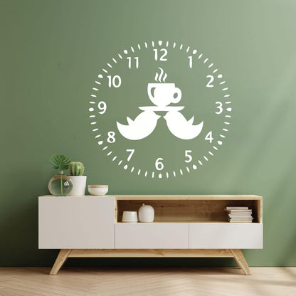 Mural And Wall Vinyl Decal Clock Birds Time To Drink Tea Kitchen Dining Window Decals