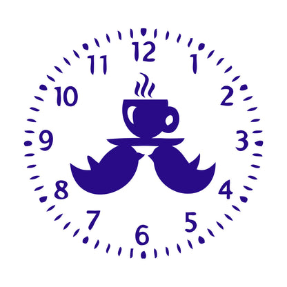 Mural And Wall Vinyl Decal Clock Birds Time To Drink Tea Kitchen Dining Window Decals