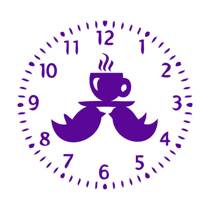 Mural And Wall Vinyl Decal Clock Birds Time To Drink Tea Kitchen Dining Window Decals