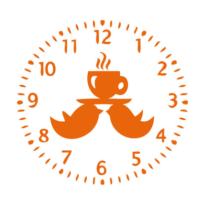 Mural And Wall Vinyl Decal Clock Birds Time To Drink Tea Kitchen Dining Window Decals
