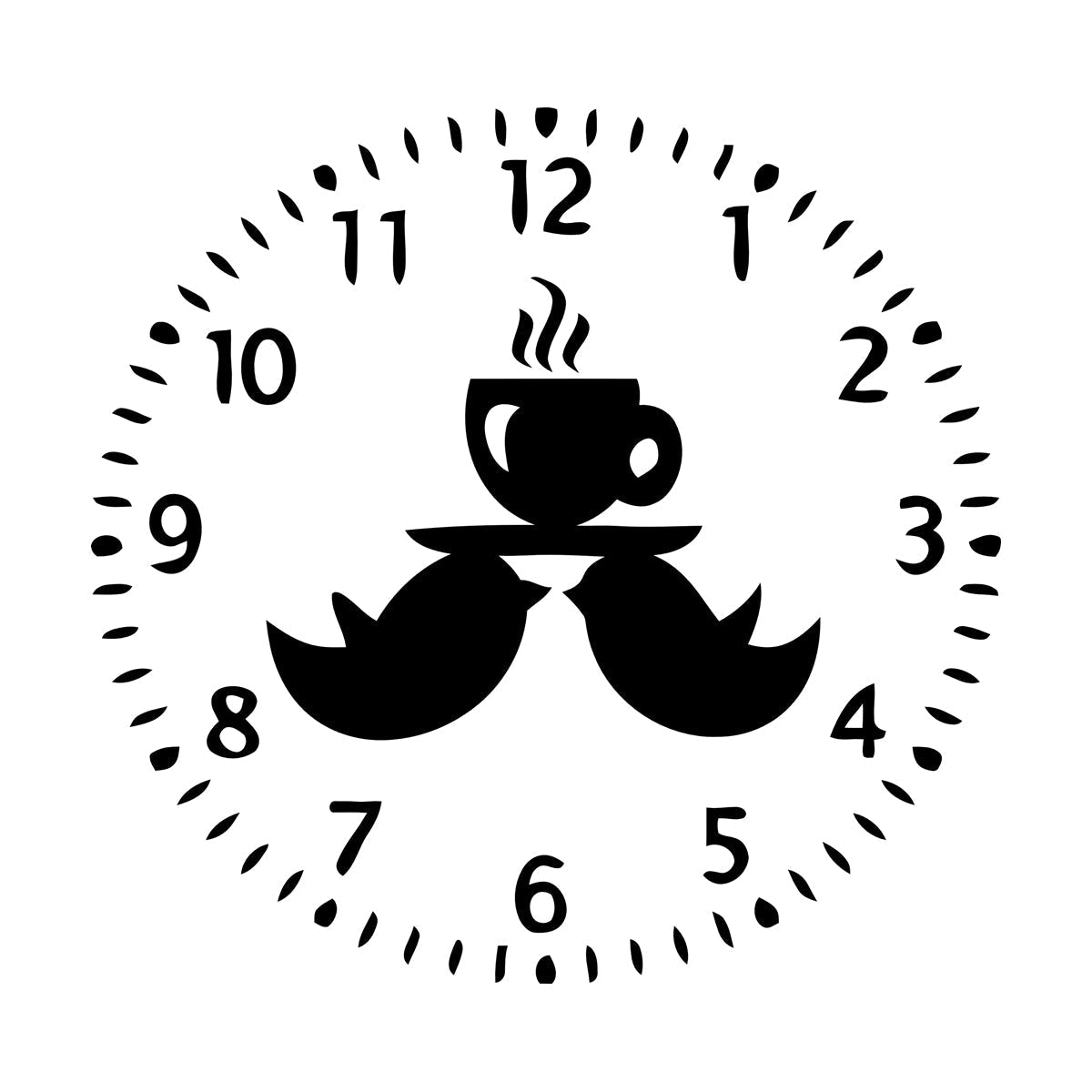 Mural And Wall Vinyl Decal Clock Birds Time To Drink Tea Kitchen Dining Window Decals