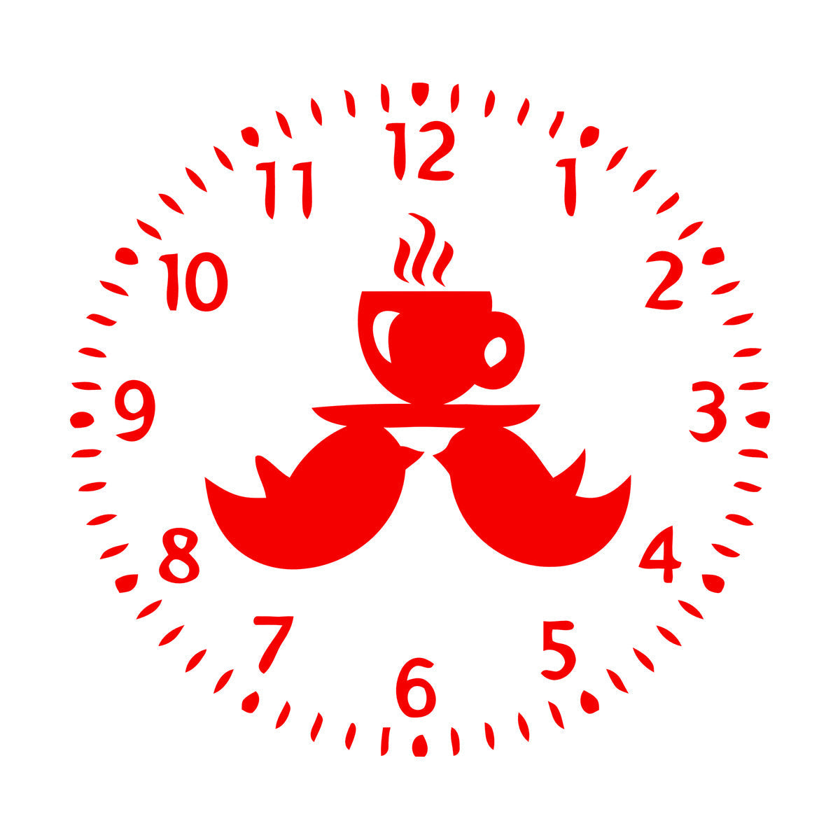 Mural And Wall Vinyl Decal Clock Birds Time To Drink Tea Kitchen Dining Window Decals