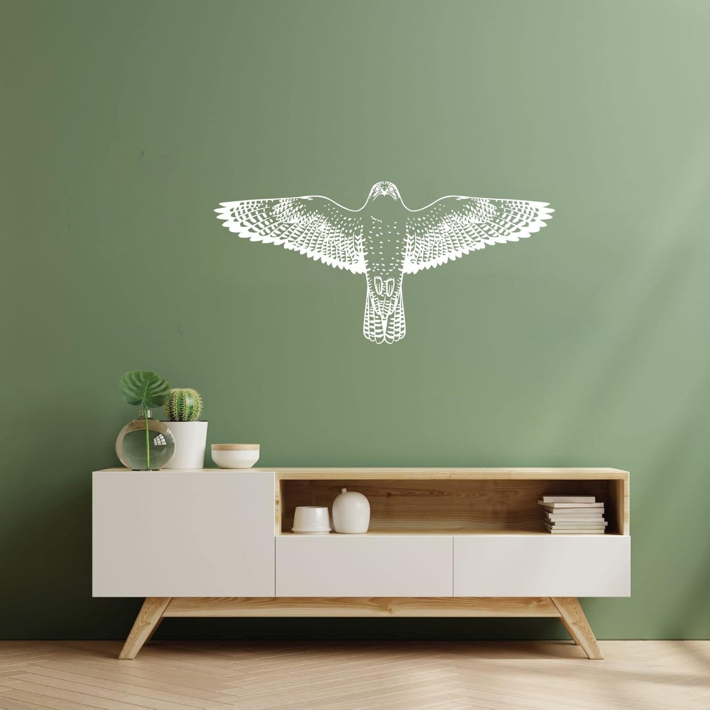 Engraving Stickers Falcon Flying Eagle Wings Hawk Tribal Bird Glass Stickers