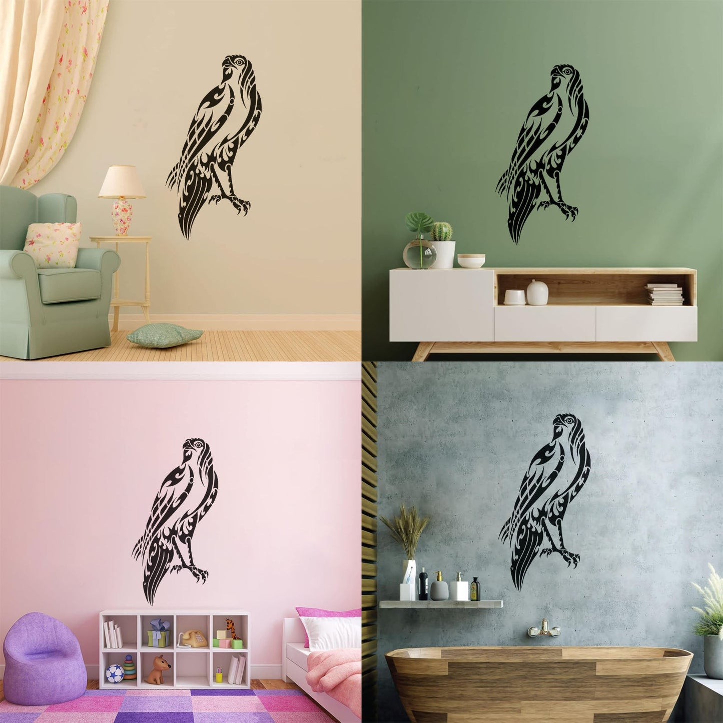 Lettering Decals Falcon Hawk Feathers Wild Freedom Bird Store Decoration