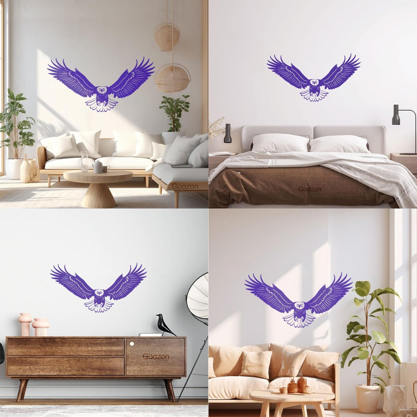 Lettering Stickers Flying Bird Bald Big Eagle With Wings Glass Stickers