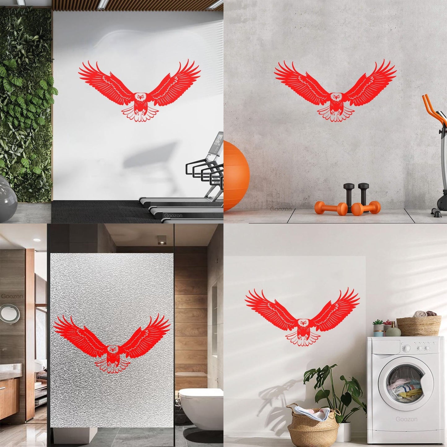 Lettering Stickers Flying Bird Bald Big Eagle With Wings Glass Stickers
