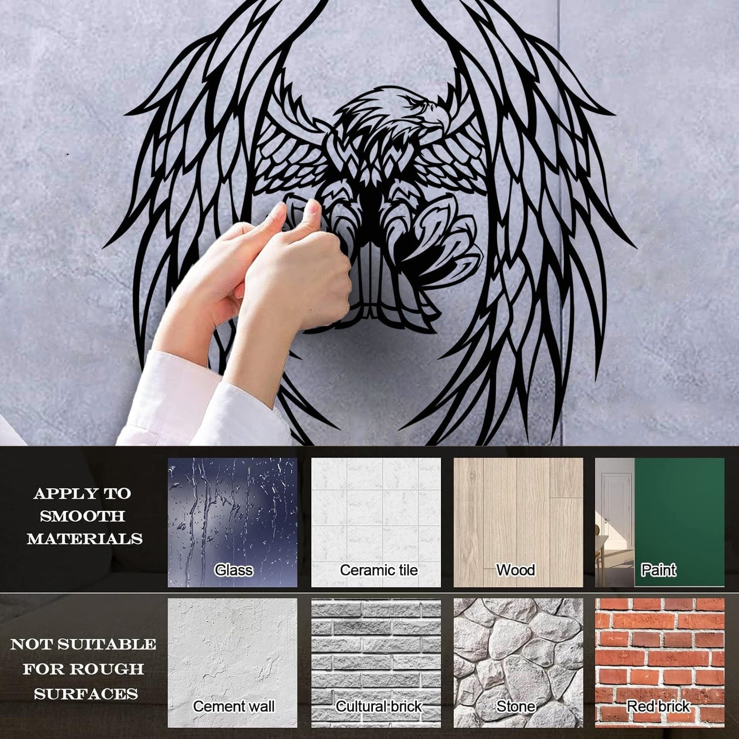 Flying Bird Eagle Bald Feather Wings Wall Decals Paster Paper Store Decoration