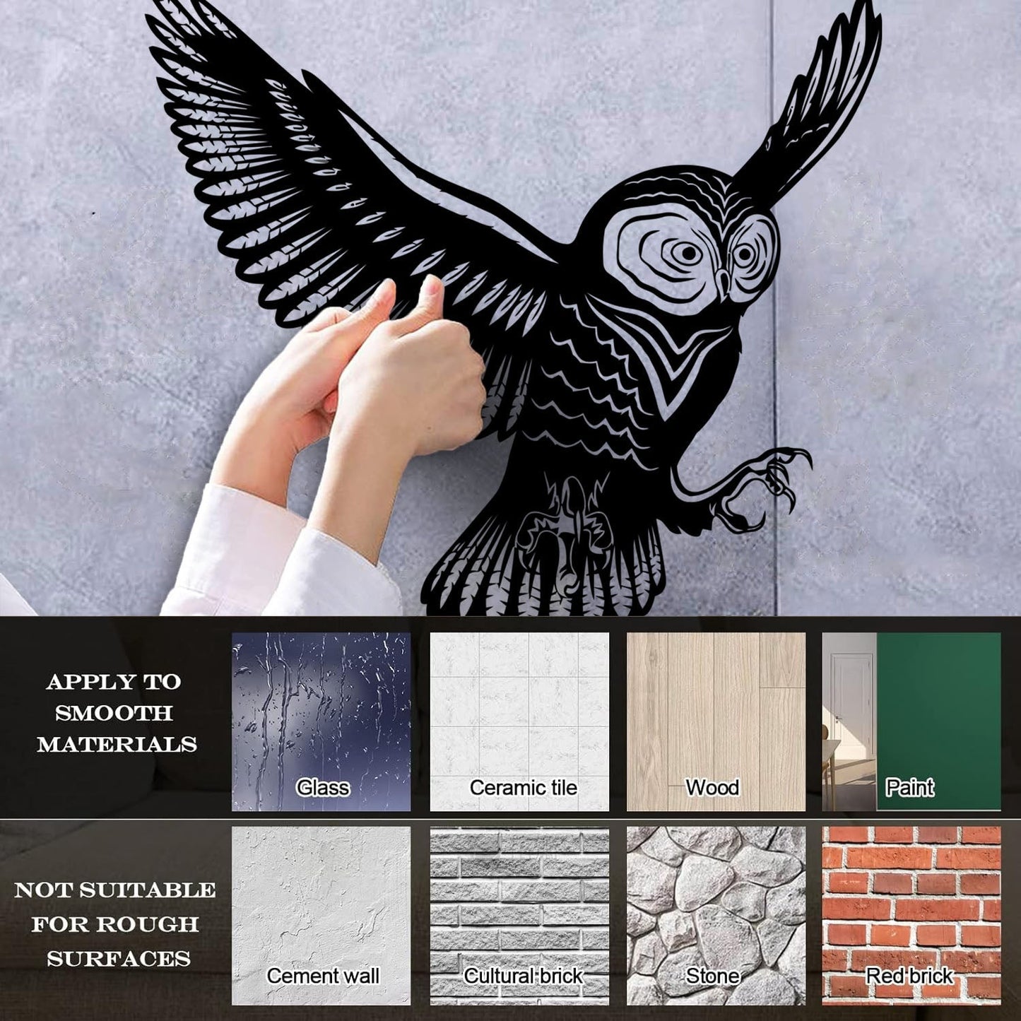 Flying Bird Owl Wings Feathers Tribal Engraving Decals Do Not Damage The Wall Surface