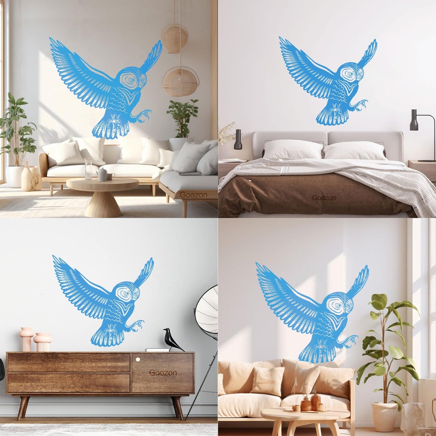 Flying Bird Owl Wings Feathers Tribal Engraving Decals Do Not Damage The Wall Surface