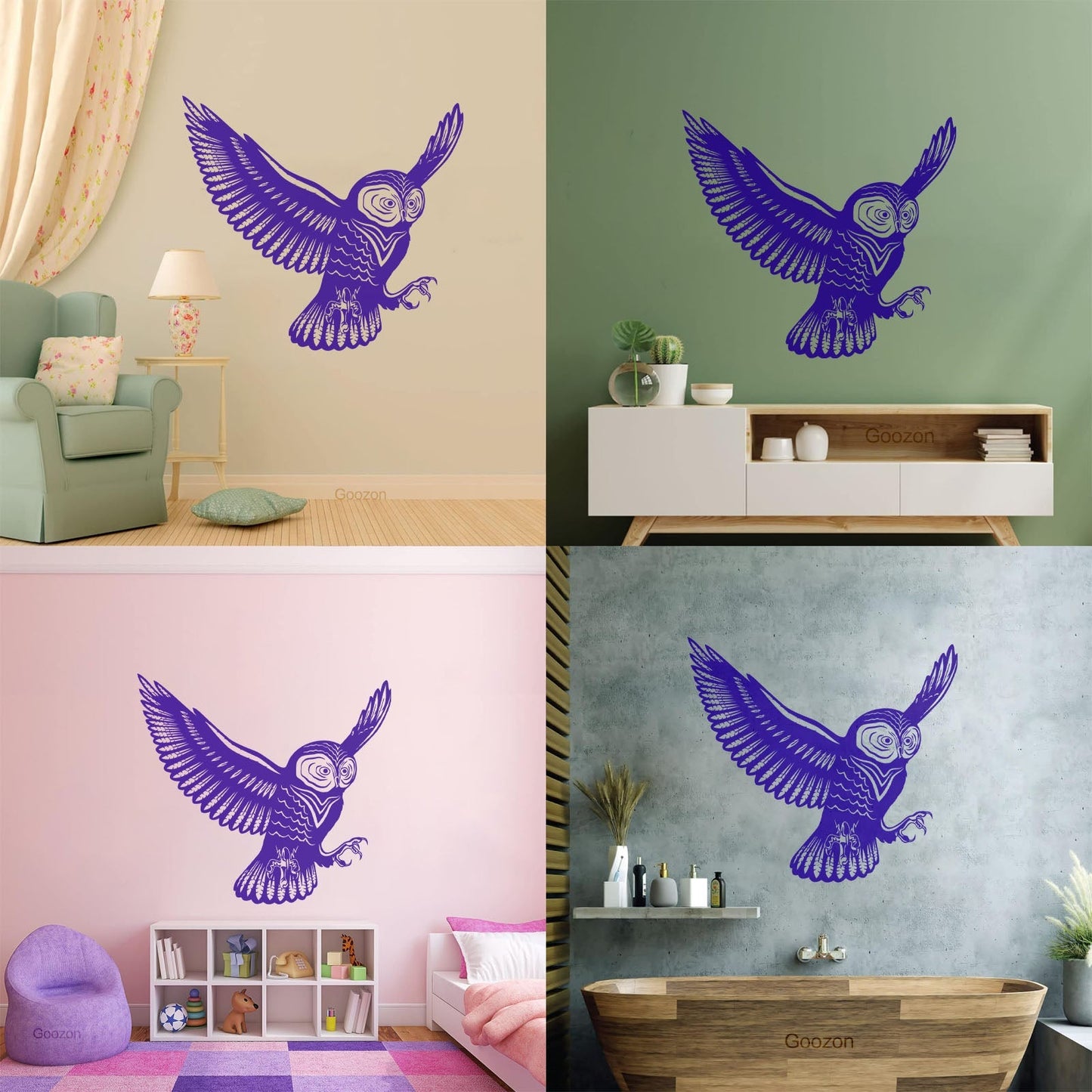 Flying Bird Owl Wings Feathers Tribal Engraving Decals Do Not Damage The Wall Surface