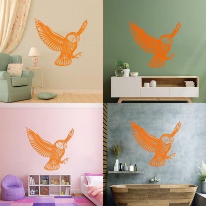 Flying Bird Owl Wings Feathers Tribal Engraving Decals Do Not Damage The Wall Surface