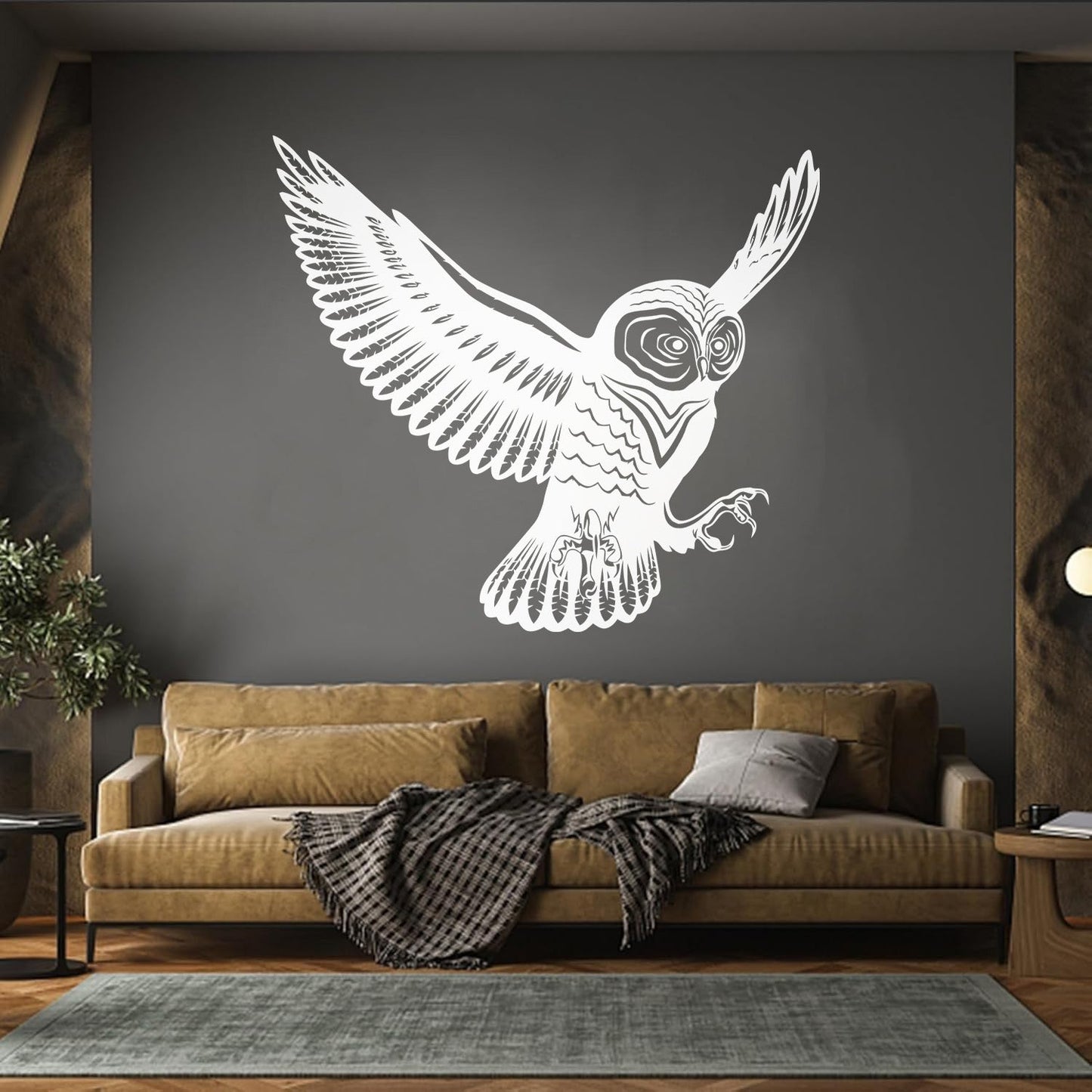 Flying Bird Owl Wings Feathers Tribal Engraving Decals Do Not Damage The Wall Surface