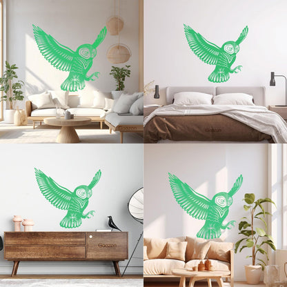 Flying Bird Owl Wings Feathers Tribal Engraving Decals Do Not Damage The Wall Surface