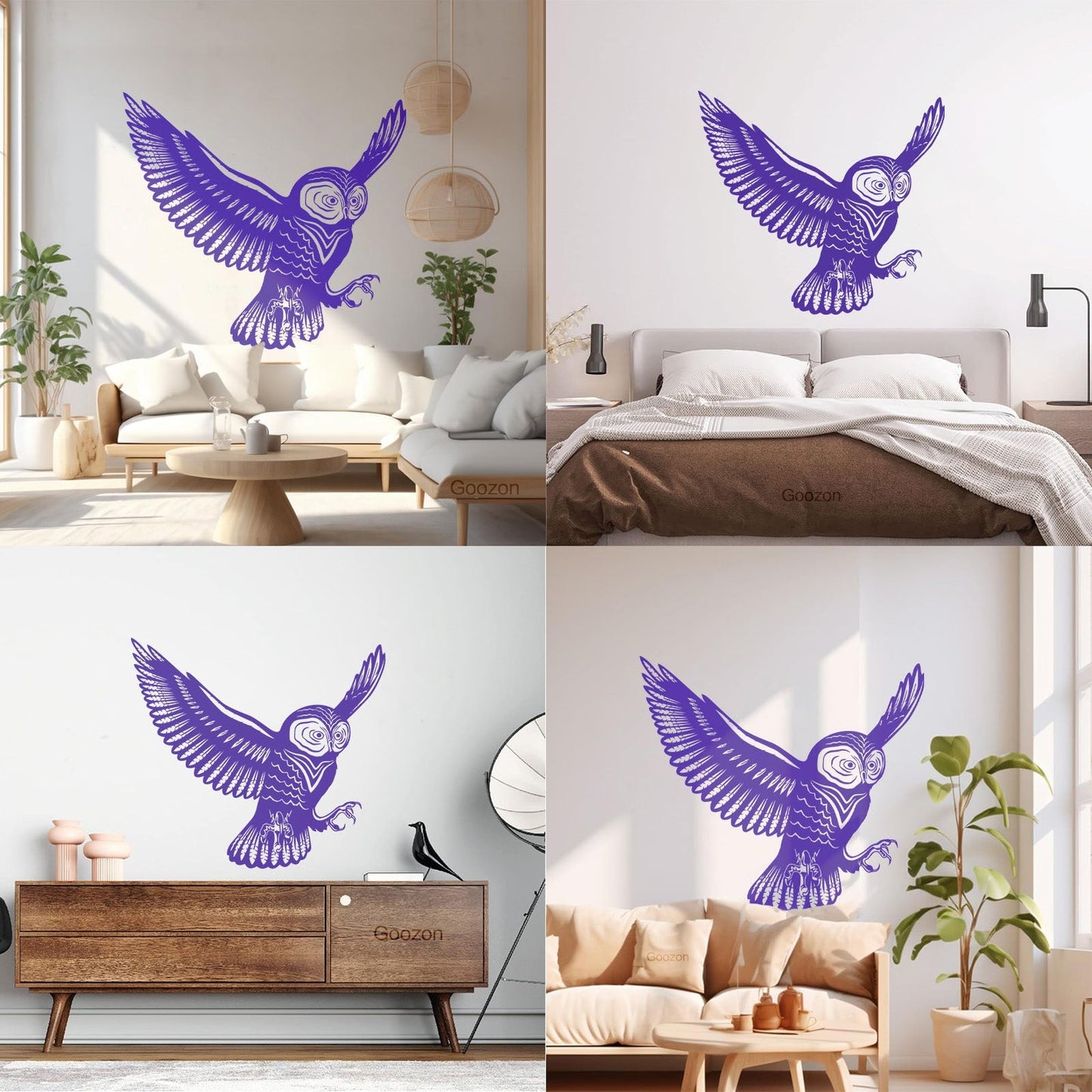 Flying Bird Owl Wings Feathers Tribal Engraving Decals Do Not Damage The Wall Surface