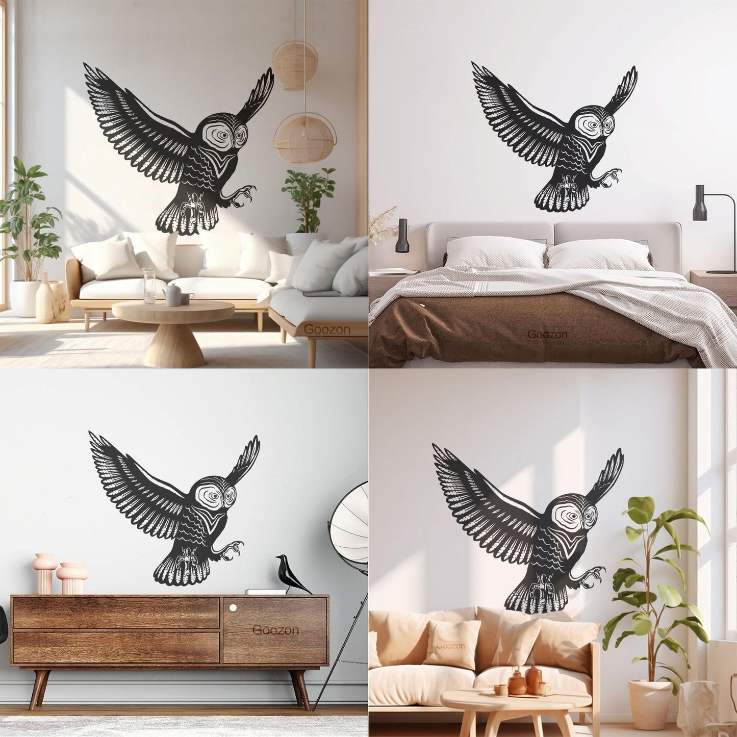 Flying Bird Owl Wings Feathers Tribal Engraving Decals Do Not Damage The Wall Surface