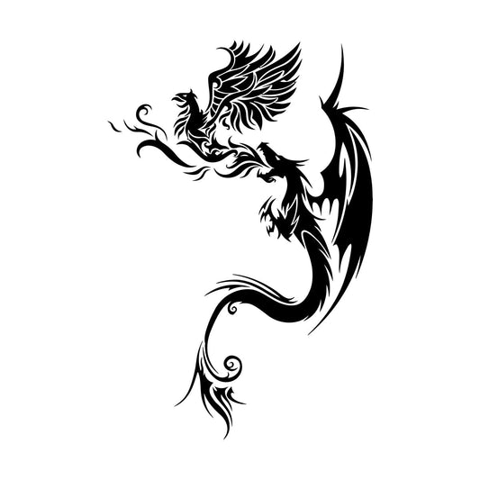 Engraving Stickers Flying Dragon With Phoenix Fantastic Bird Mythology Personalized Customization