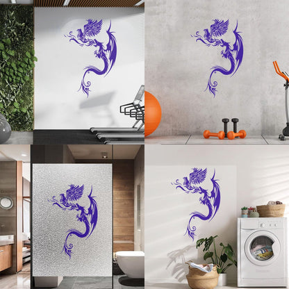 Engraving Stickers Flying Dragon With Phoenix Fantastic Bird Mythology Personalized Customization