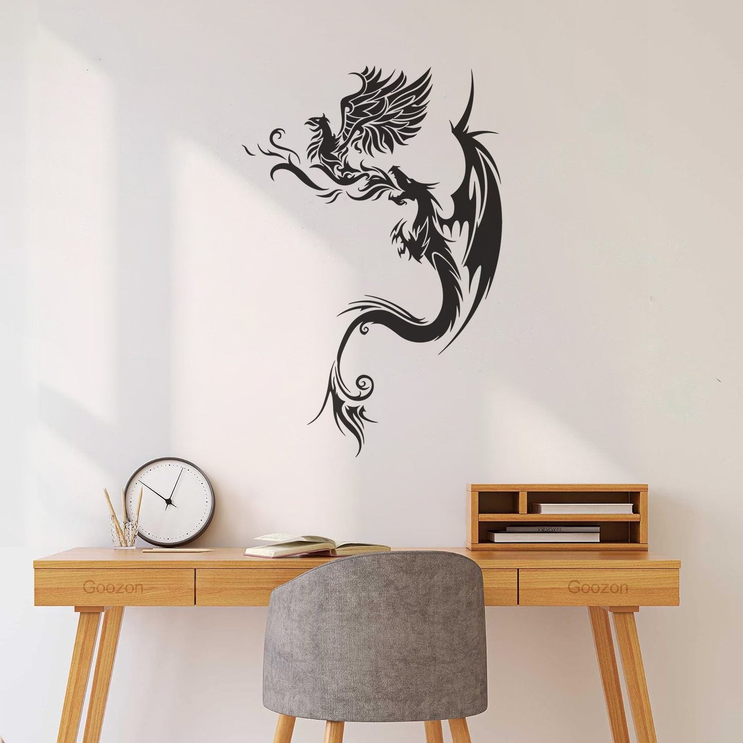 Engraving Stickers Flying Dragon With Phoenix Fantastic Bird Mythology Personalized Customization