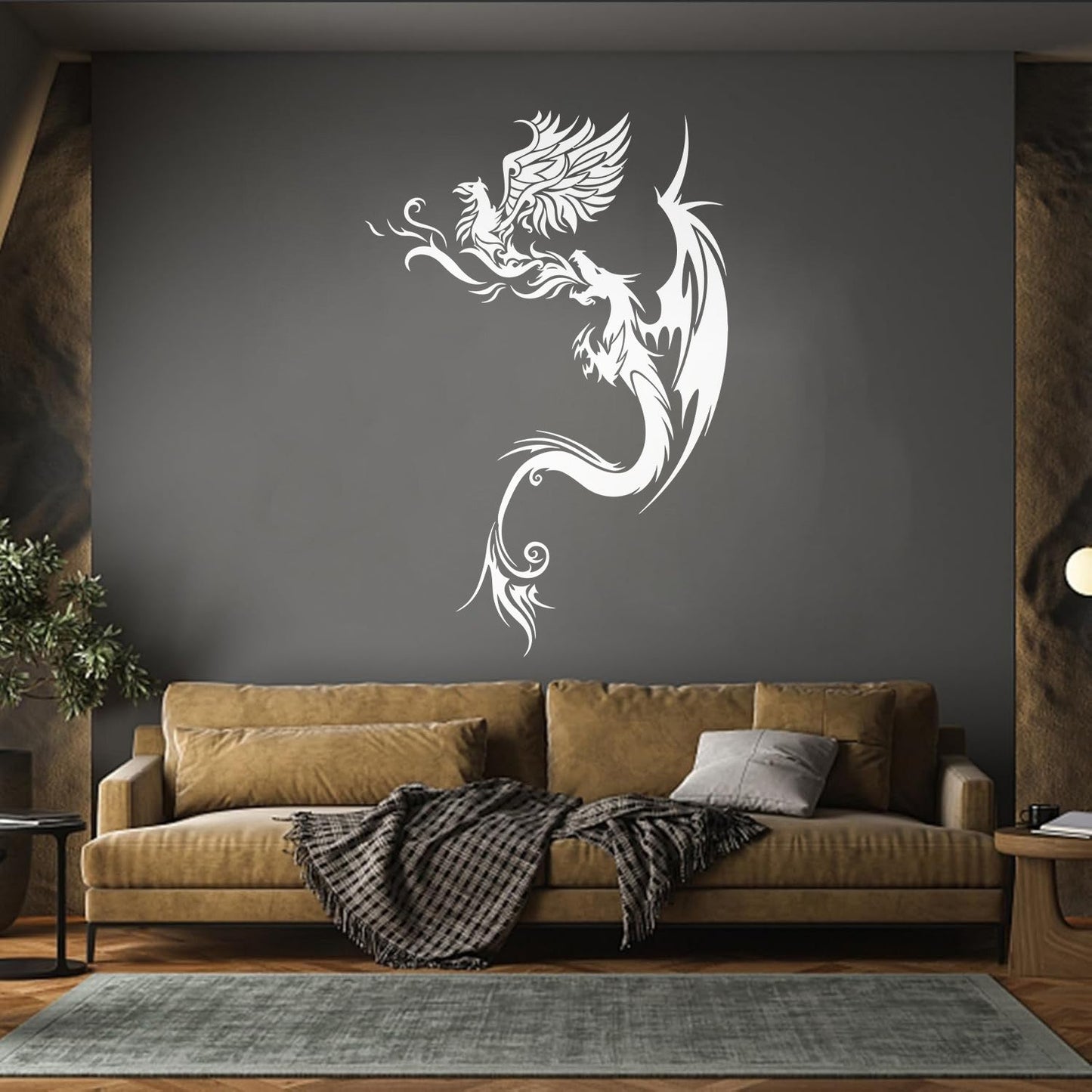Engraving Stickers Flying Dragon With Phoenix Fantastic Bird Mythology Personalized Customization