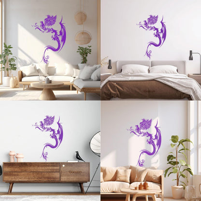 Engraving Stickers Flying Dragon With Phoenix Fantastic Bird Mythology Personalized Customization