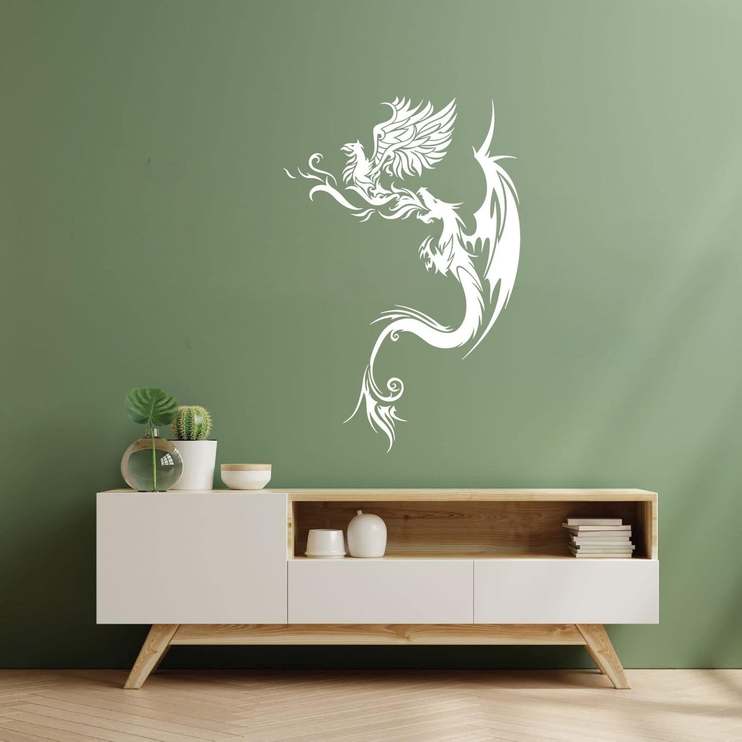 Engraving Stickers Flying Dragon With Phoenix Fantastic Bird Mythology Personalized Customization