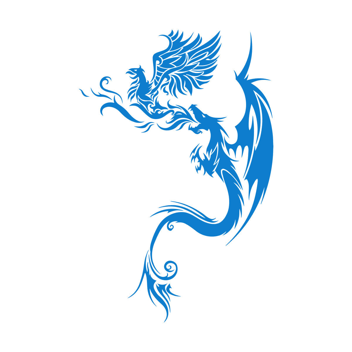 Engraving Stickers Flying Dragon With Phoenix Fantastic Bird Mythology Personalized Customization
