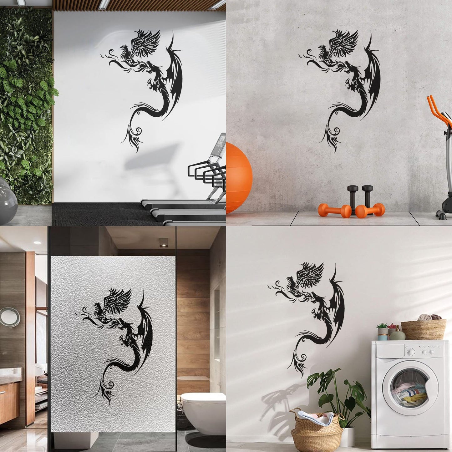 Engraving Stickers Flying Dragon With Phoenix Fantastic Bird Mythology Personalized Customization