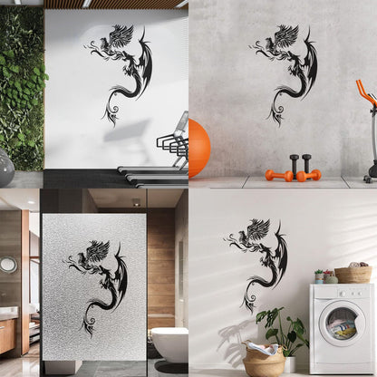 Engraving Stickers Flying Dragon With Phoenix Fantastic Bird Mythology Personalized Customization