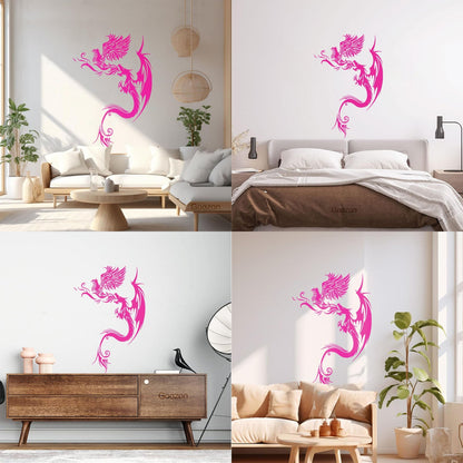 Engraving Stickers Flying Dragon With Phoenix Fantastic Bird Mythology Personalized Customization