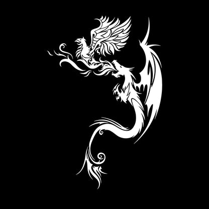 Engraving Stickers Flying Dragon With Phoenix Fantastic Bird Mythology Personalized Customization