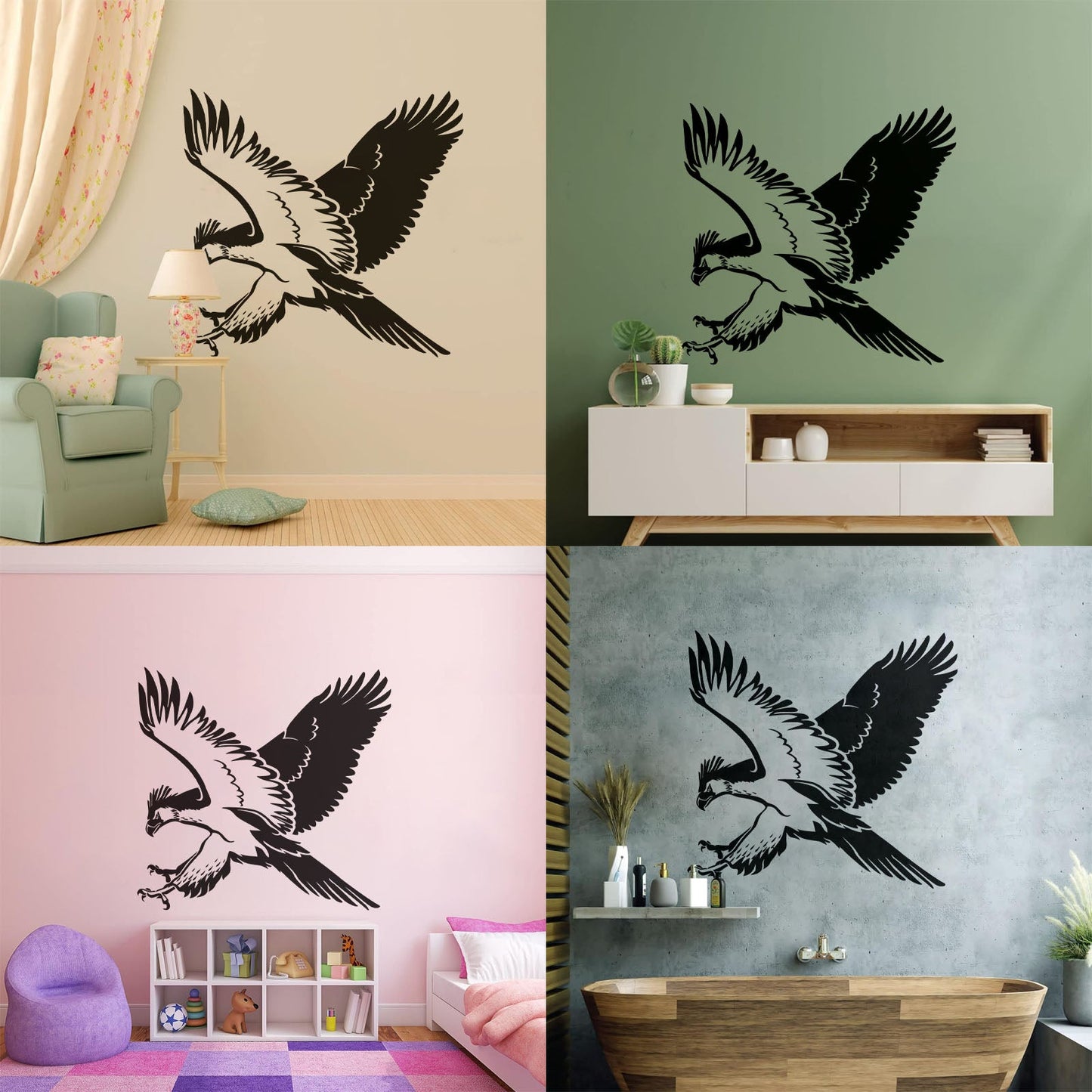 Lettering Stickers Flying Eagle Wings Air Tribal Symbol Big Bird Wall Beautification