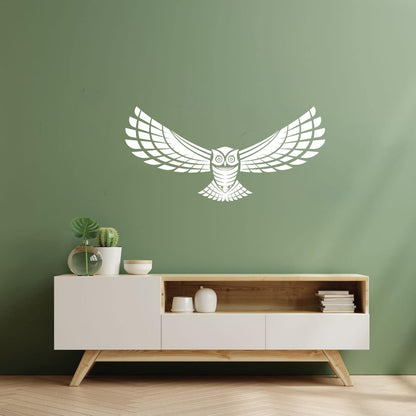 Wall Decals Flying Night Bird Owl Wings Feathers Predatory Hunting Glass Stickers