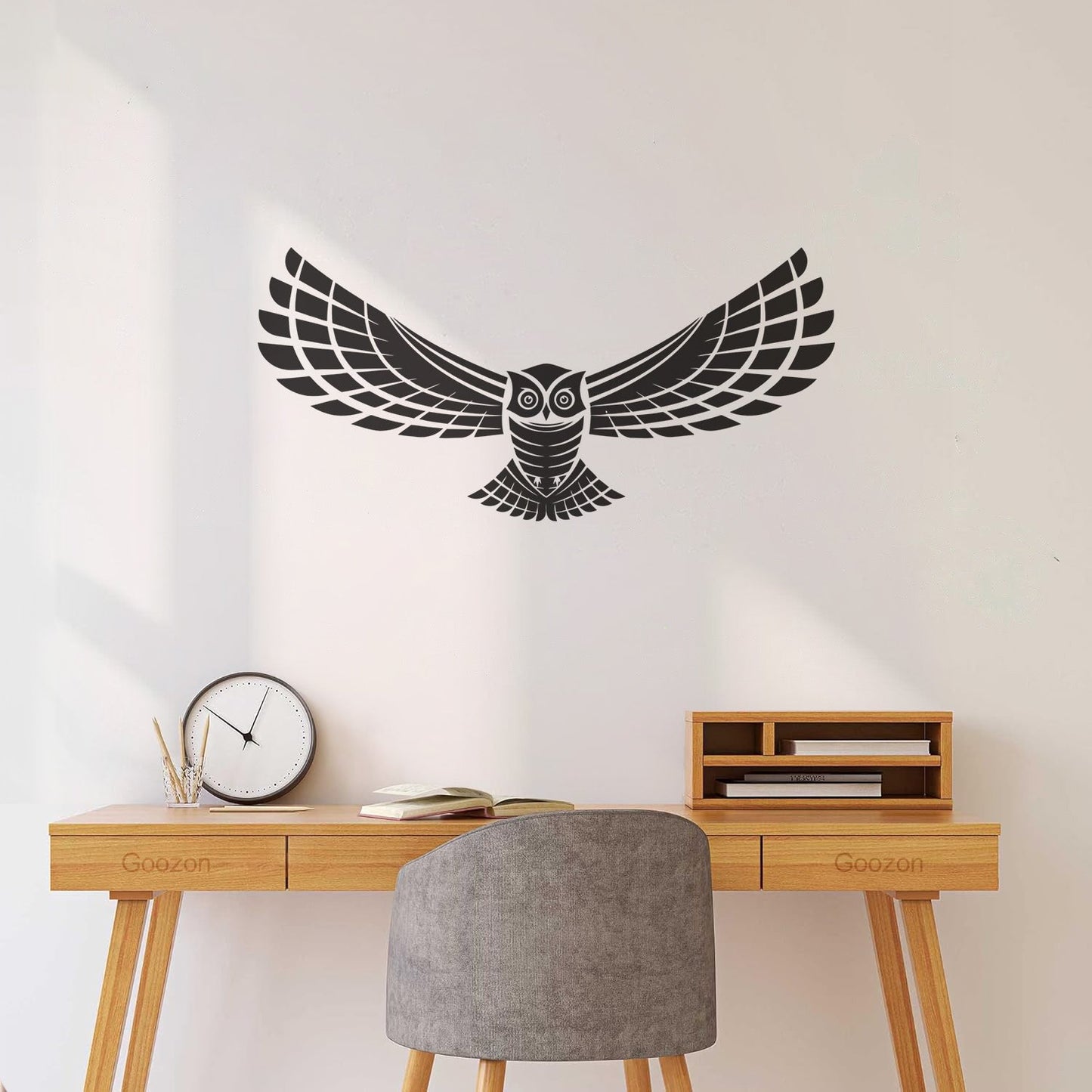 Wall Decals Flying Night Bird Owl Wings Feathers Predatory Hunting Glass Stickers