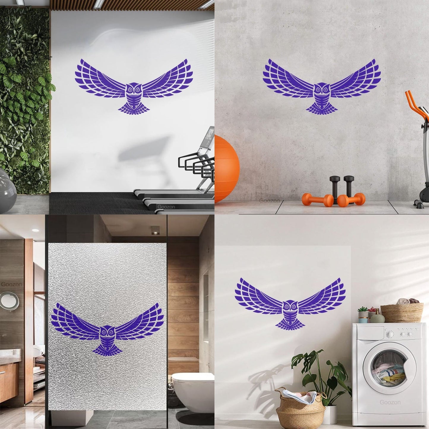 Wall Decals Flying Night Bird Owl Wings Feathers Predatory Hunting Glass Stickers