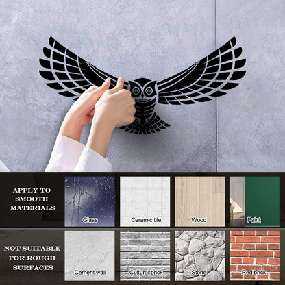 Wall Decals Flying Night Bird Owl Wings Feathers Predatory Hunting Glass Stickers