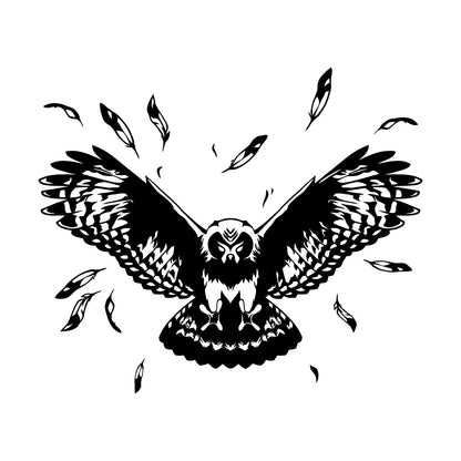 Vinyl Wall Decals Flying Owl Tribal Night Bird Feathers Wings Store Decoration