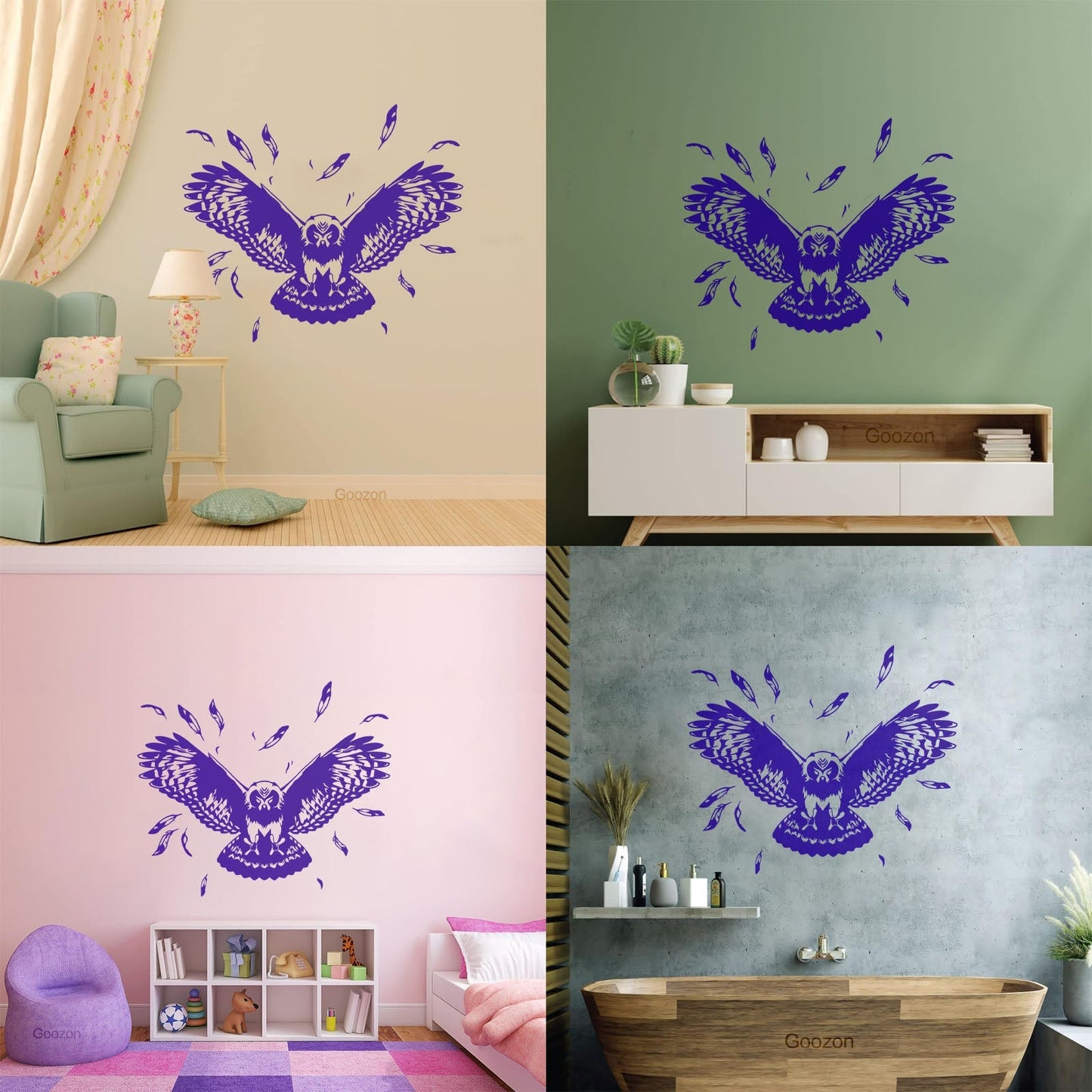 Vinyl Wall Decals Flying Owl Tribal Night Bird Feathers Wings Store Decoration