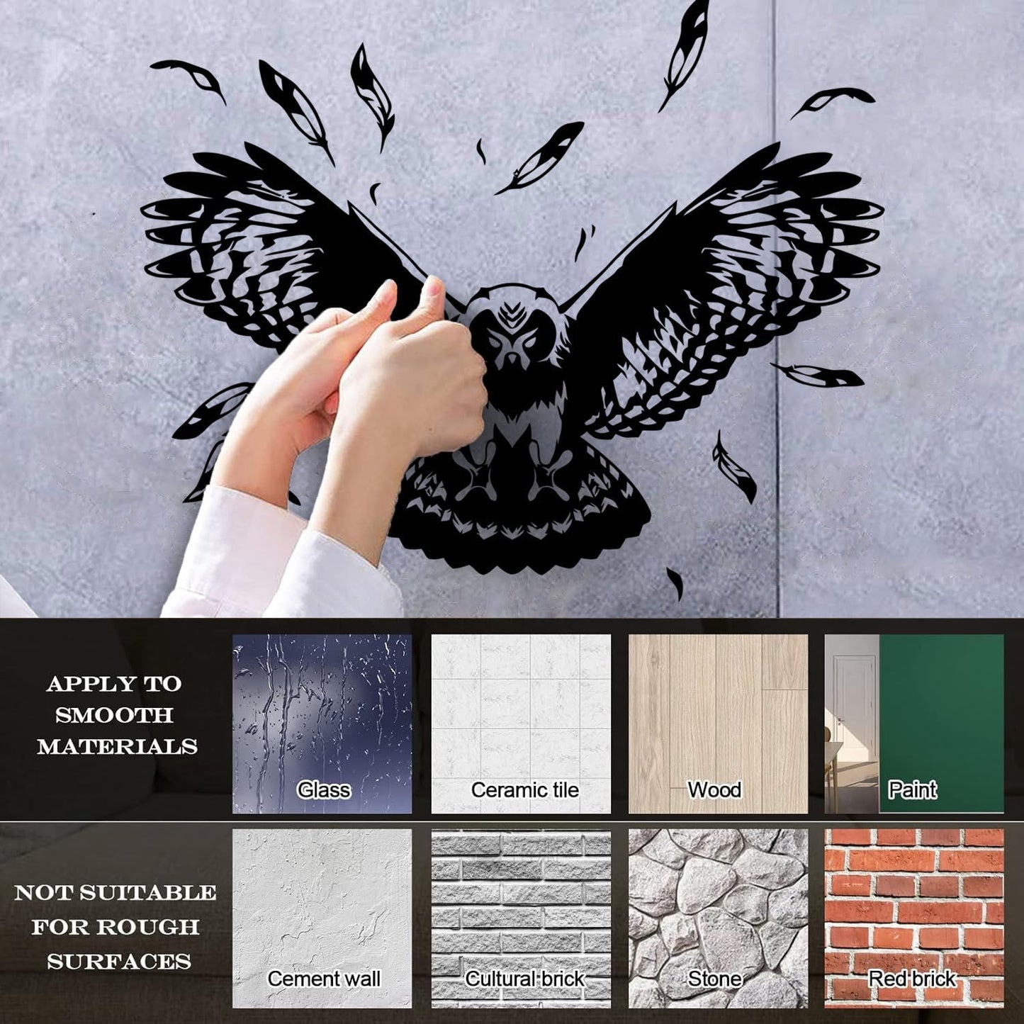 Vinyl Wall Decals Flying Owl Tribal Night Bird Feathers Wings Store Decoration