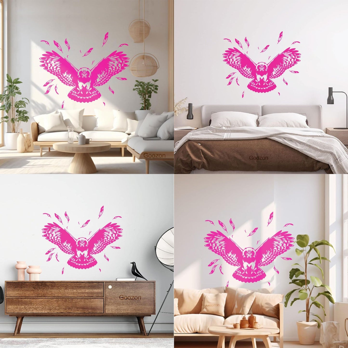 Vinyl Wall Decals Flying Owl Tribal Night Bird Feathers Wings Store Decoration