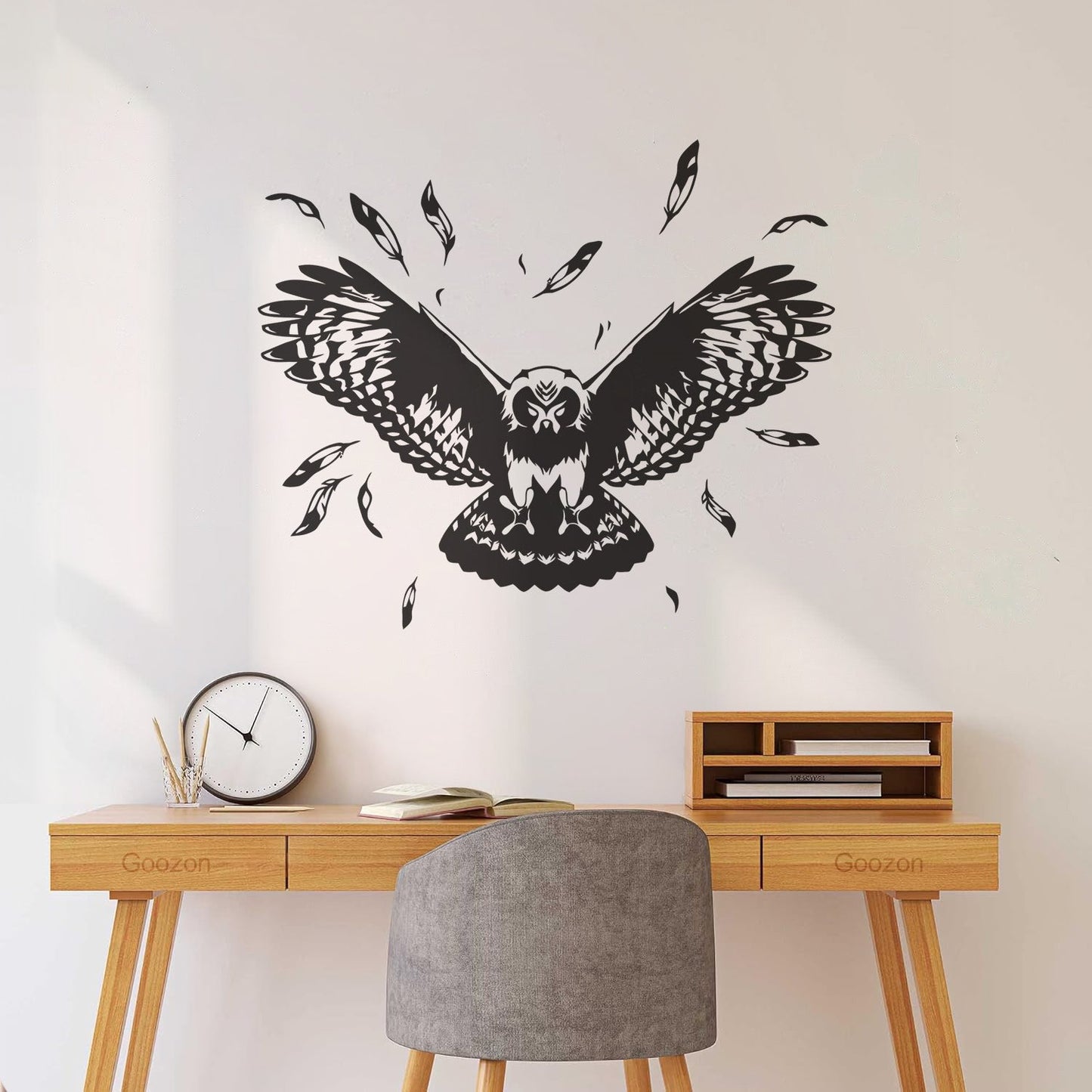Vinyl Wall Decals Flying Owl Tribal Night Bird Feathers Wings Store Decoration