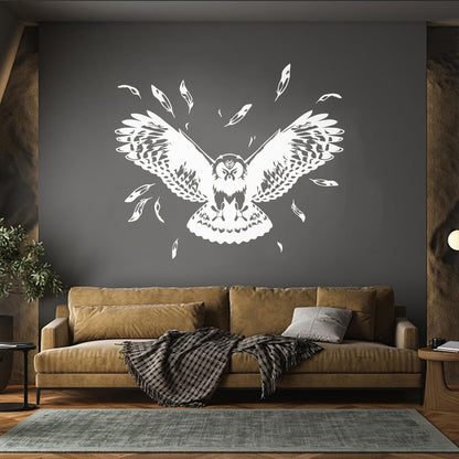 Vinyl Wall Decals Flying Owl Tribal Night Bird Feathers Wings Store Decoration