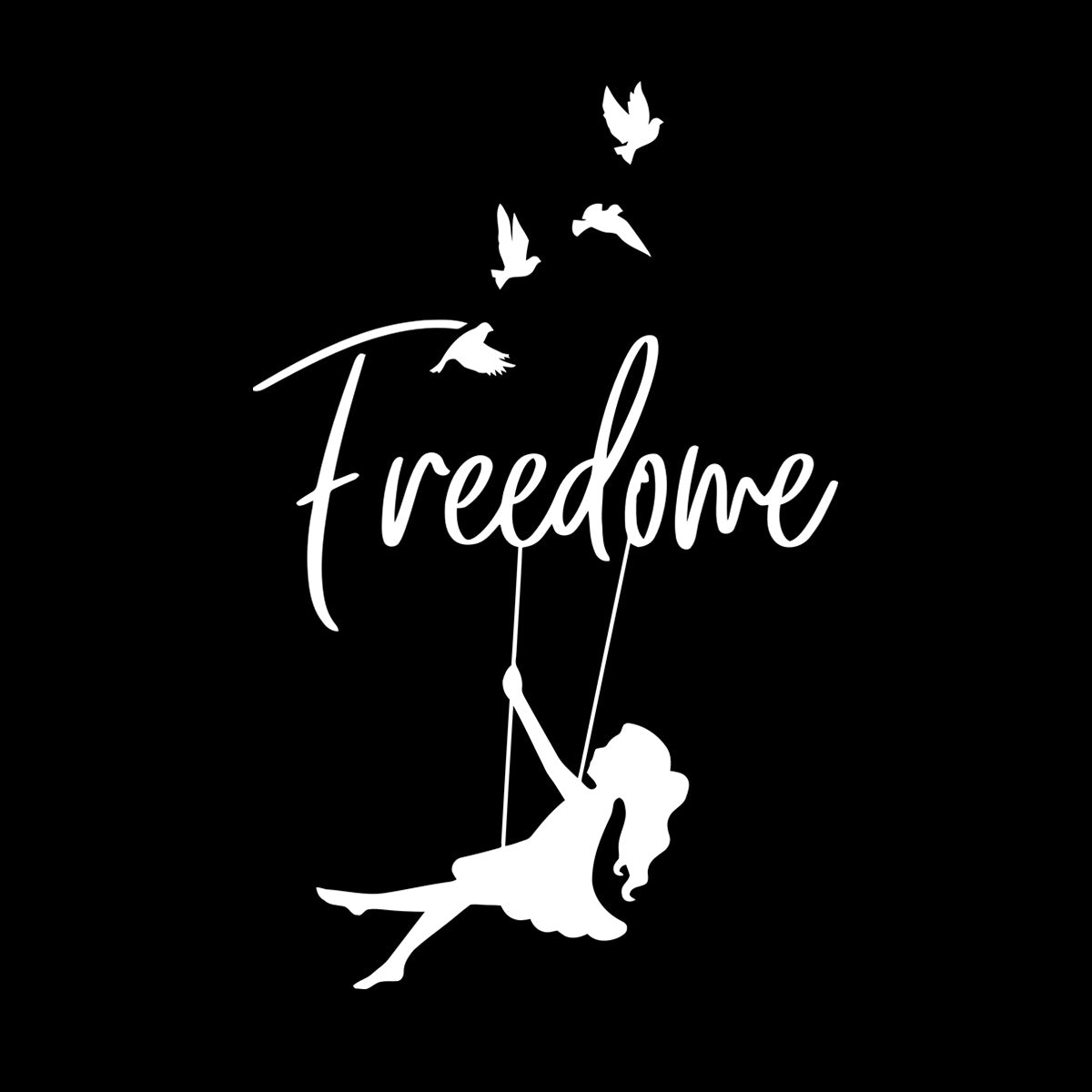 Wall Stickers Paster Paper Freedom Swing Girl Birds Dreams Self Adhesive
