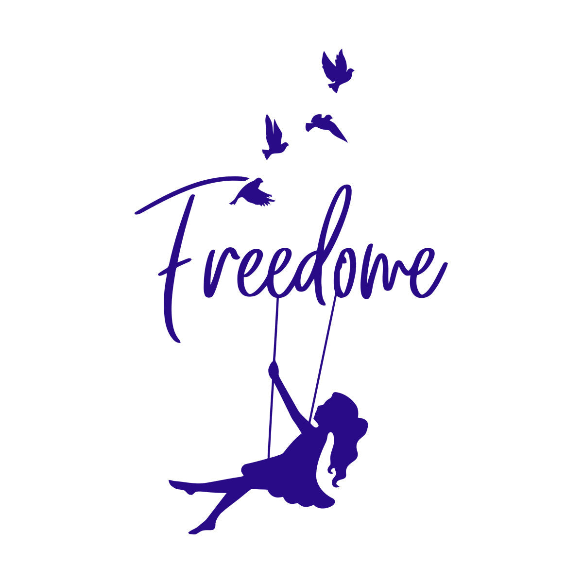 Wall Stickers Paster Paper Freedom Swing Girl Birds Dreams Self Adhesive