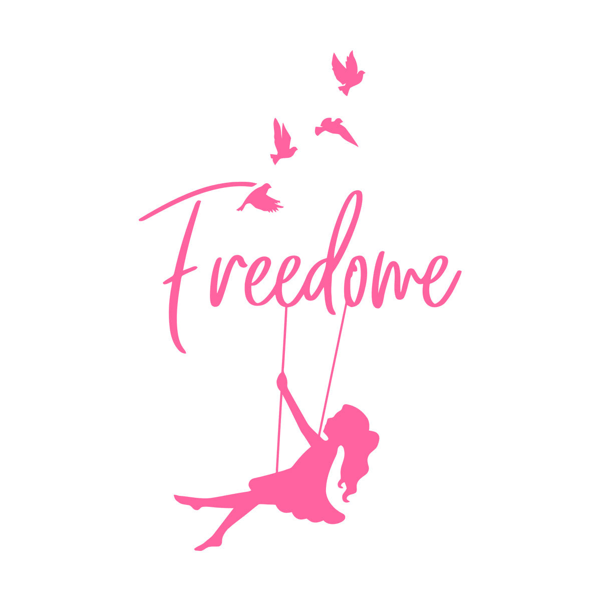 Wall Stickers Paster Paper Freedom Swing Girl Birds Dreams Self Adhesive