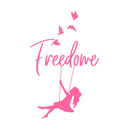 Wall Stickers Paster Paper Freedom Swing Girl Birds Dreams Self Adhesive