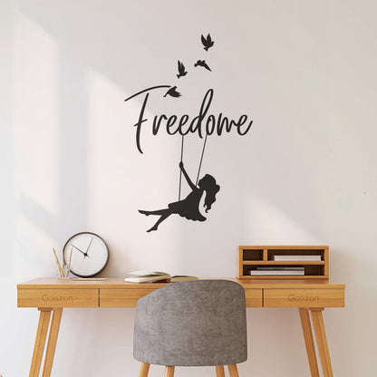 Wall Stickers Paster Paper Freedom Swing Girl Birds Dreams Self Adhesive